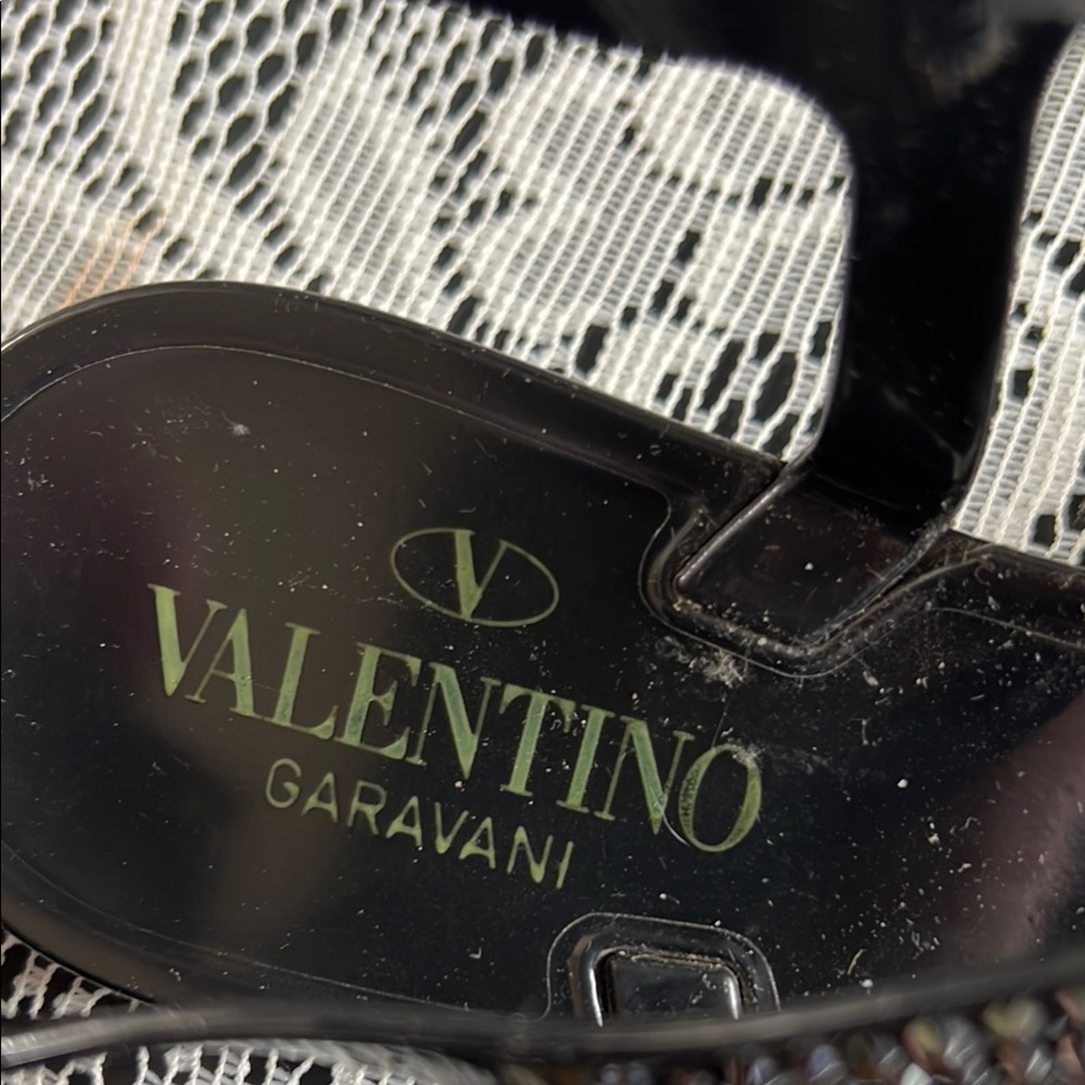 Valentino Black Sandals with Rhinestone Embellishments - Picture 4 of 10